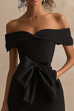 Black Satin Mermaid Long Formal Dress with Slit