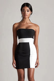 Strapless Bodycon Black and White Mini Dress