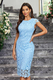 Burgundy Sheath Round Neck Lace Mother of the Bride Dress