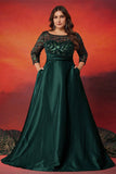 Black A Line Plus Size Long Mother Of The Bride Dress