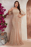 Sparkly Champagne Long Mother of the Bride Dress
