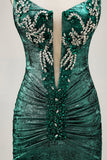 Golden Bodycon Strapless Beaded Short Graduation Dress