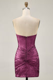 Golden Bodycon Strapless Beaded Short Graduation Dress