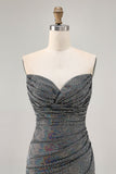 Sparkly Black Strapless Tight Mini Prom Dress with Sequins