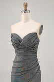Sparkly Black Strapless Tight Mini Prom Dress with Sequins