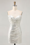 Sparkly Black Strapless Tight Mini Prom Dress with Sequins