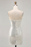 Sparkly Black Strapless Tight Mini Prom Dress with Sequins