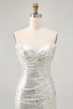 Sparkly Black Strapless Tight Mini Prom Dress with Sequins