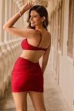 Chic Bodycon Beaded Cut Out Red Short Prom Dress
