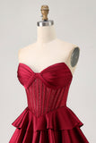 Strapless A Line Green Corset Short Prom Dress with Beading