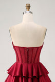 Strapless A Line Green Corset Short Prom Dress with Beading