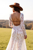 Mermaid Lace White Wedding Dress with Slit