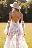 White A Line Appliqued Wedding Dress with Slit