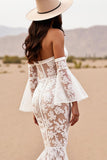 Off The Shoulder Mermaid Lace White Wedding Dress