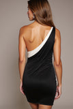 One Shoulder Bodycon Little Black Dress with Bow