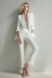 White 2-Piece Shawl Lapel Work Suits With Sequins