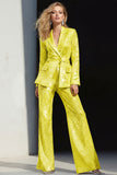 Silver Sequined Peak Lapel Women Prom Suits With Sash