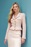 Blush Tweed Pencil Notched Lapel 2 Piece Work Outfit