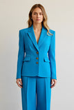 Blue Single Breasted Peak Lapel 2 Piece Business Suits
