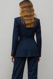 2 Piece Notched Lapel Slim Fit Navy Business Suit
