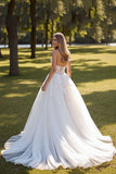 A Line Sweetheart Appliqued Ivory Wedding Dress With Slit
