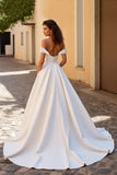 Simple Ivory Off The Shoulder Long Wedding Dress