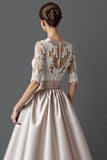 Apricot A Line Satin Mother Of The Bride Dress With Appliques