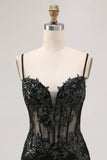 Sparkly Sequins Dark Green Bodycon Backless Corset Mini Prom Dress