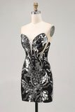 Sparkly Bodycon Sequins Little Black Dress with Beading