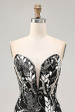 Sparkly Bodycon Sequins Little Black Dress with Beading
