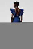 Taro Purple V Neck Sheath Ruffled Midi Formal Dress