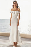Off The Shoulder Ivory Mermaid Ruffled Wedding Dress