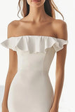 Off The Shoulder Ivory Mermaid Ruffled Wedding Dress