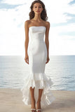 Strapless Mermaid Ivory Ruffled Wedding Dress