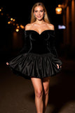 Off the Shoulder A-Line Little Black Dress