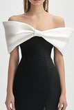 Off the Shoulder Bodycon Little Black Dress with Slit
