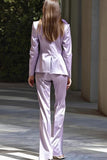 Lilac 2-Piece Peak Lapel Business Suit with 3D Flower