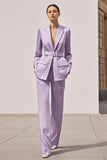 Lilac 2-Piece Peak Lapel Business Suit with Belt