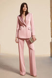 Pink 2-Piece Peak Lapel Business Suit