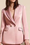 Pink 2-Piece Peak Lapel Business Suit