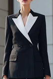 2-Piece Slim Fit Black and White Work Suit