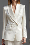 2-Piece Ivory Peak Lapel Work Suit