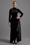 Black Velvet High-Low Formal Dress