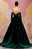 Sweetheart Dark Red Velvet A Line Long Evening Dress
