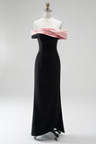Mermaid Black and Pink Off the Shoulder Plus Size Formal Dress