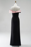 Mermaid Black and Pink Off the Shoulder Plus Size Formal Dress