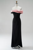 Mermaid Black and Pink Off the Shoulder Plus Size Formal Dress