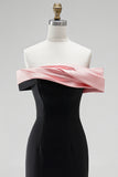 Mermaid Black and Pink Off the Shoulder Plus Size Formal Dress