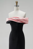 Mermaid Black and Pink Off the Shoulder Plus Size Formal Dress