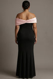 Mermaid Black and Pink Off the Shoulder Plus Size Formal Dress